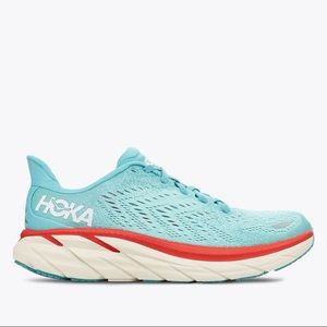 HOKA Clifton 8 Everyday Running Shoes in Aquarelle / Eggshell Blue